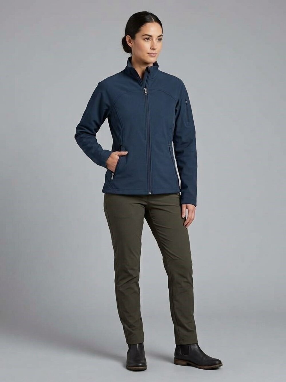 North End Sz M Womens Fleece Lined Soft Shell Jacket Midnight Navy Blue